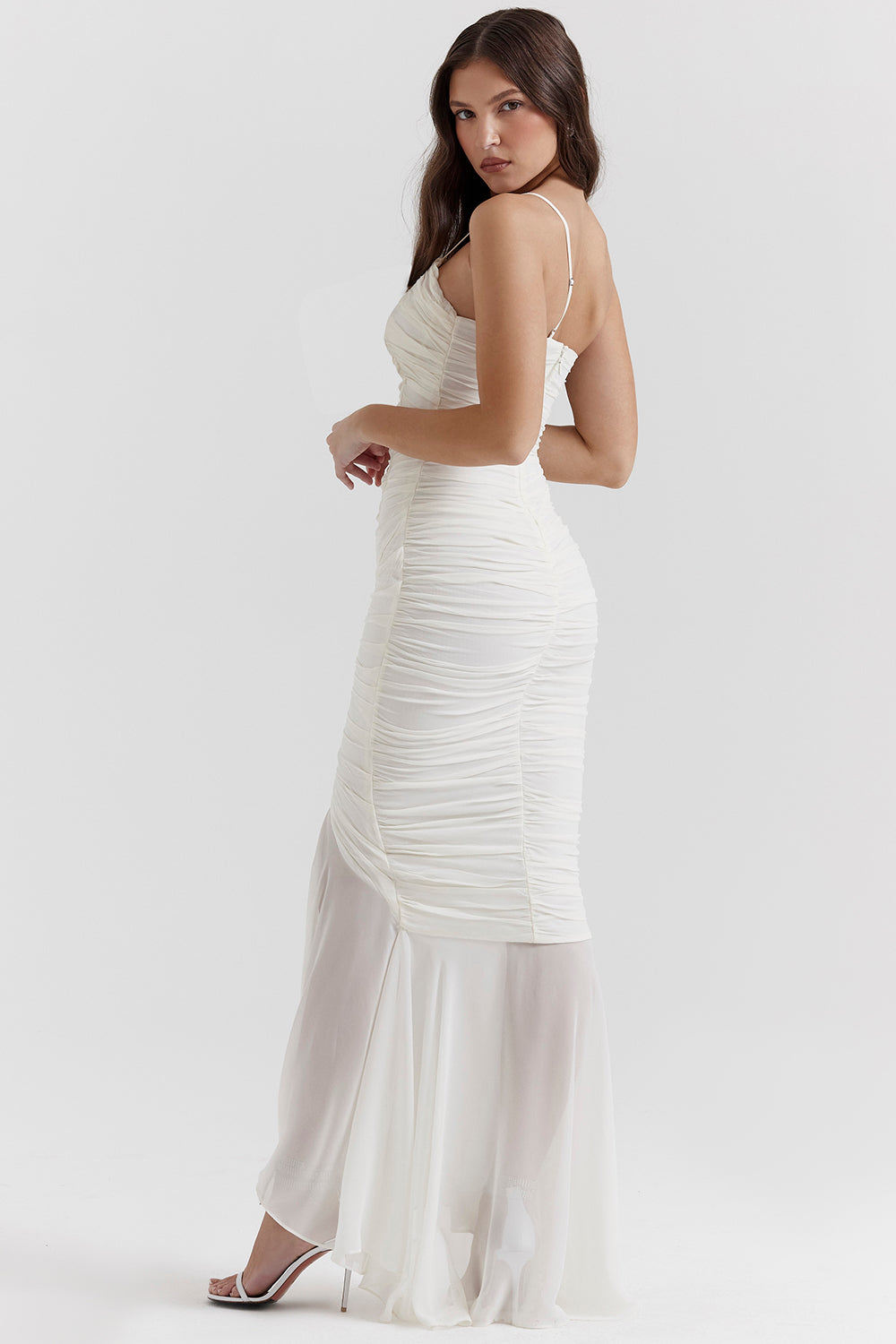 Ivory colored maxi dress with ruffles