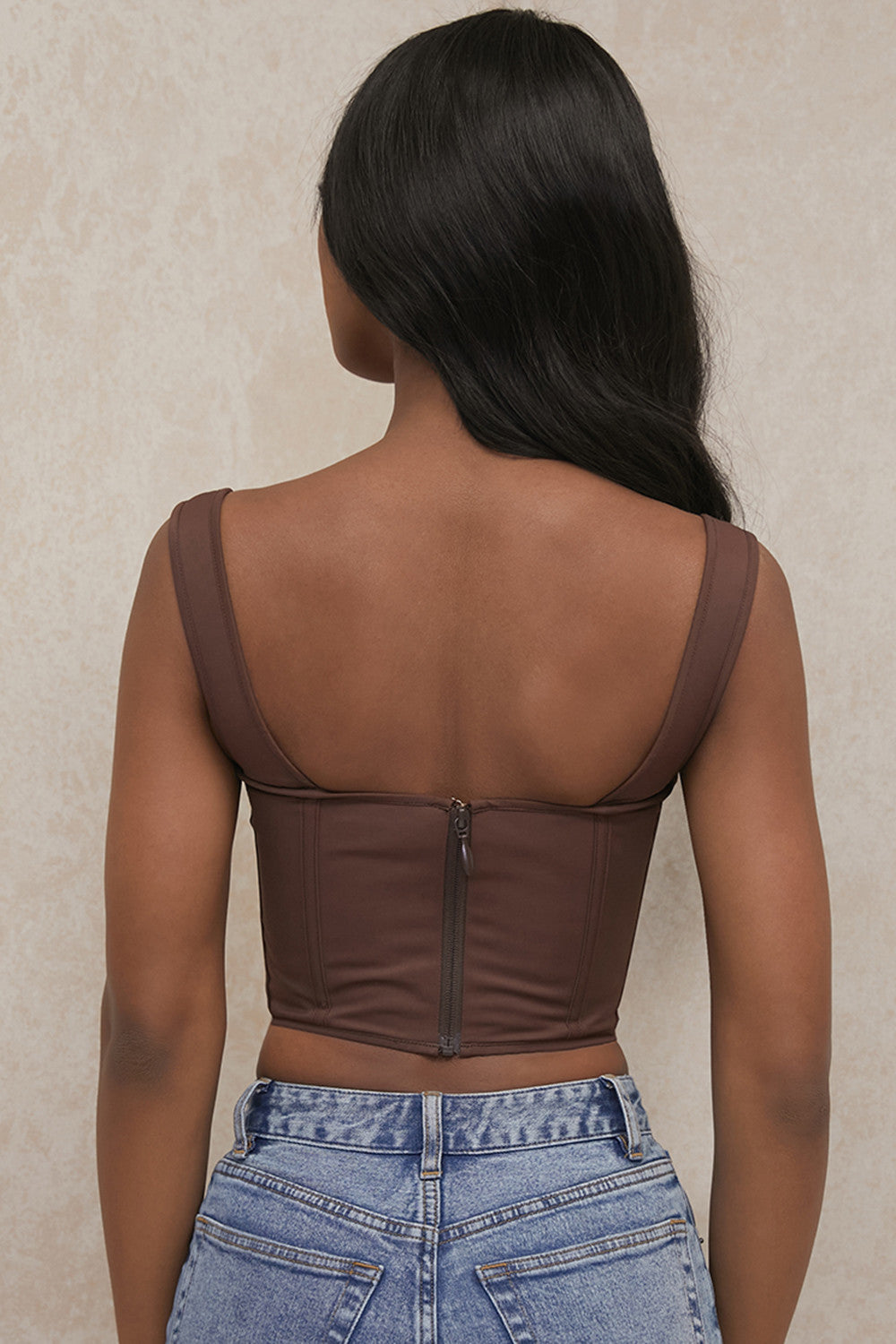 Chocolate gathered corset top