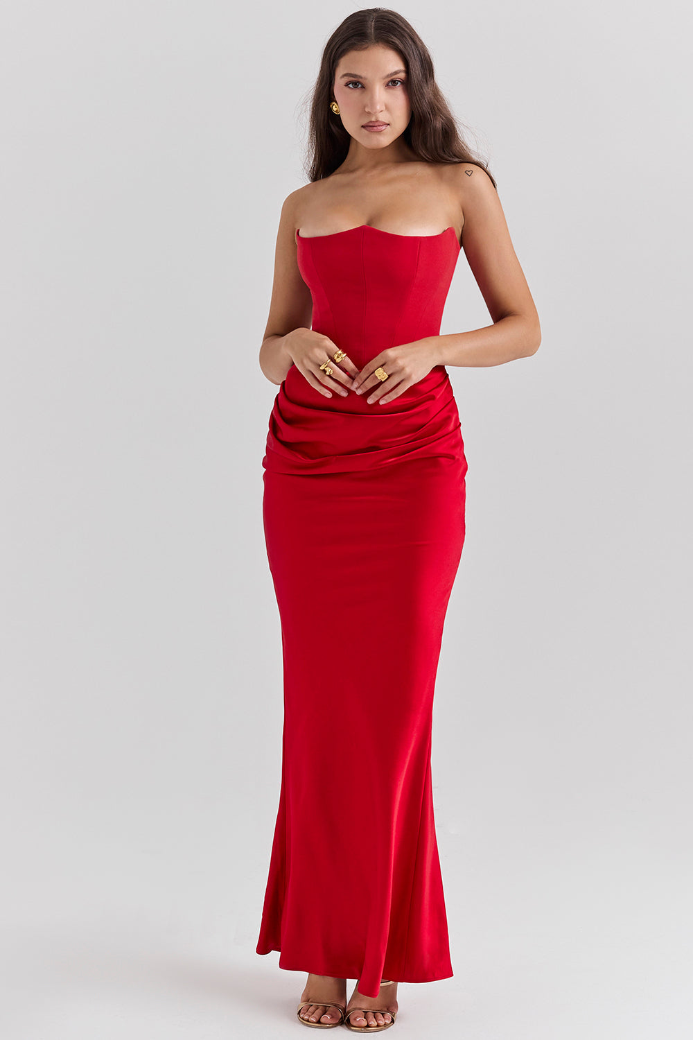 Strapless corset maxi dress