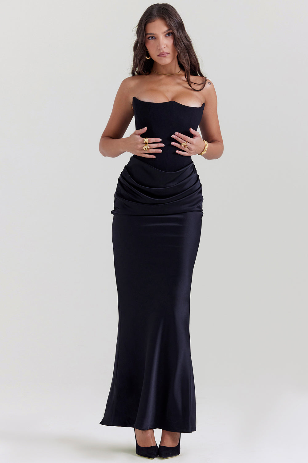 Strapless corset maxi dress