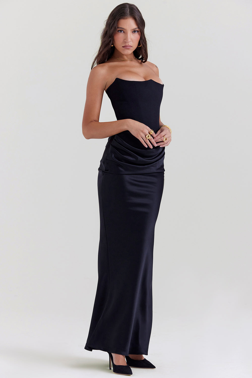 Strapless corset maxi dress