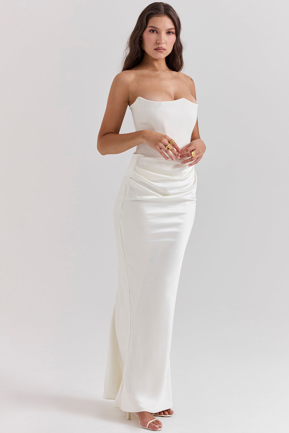 Strapless corset maxi dress