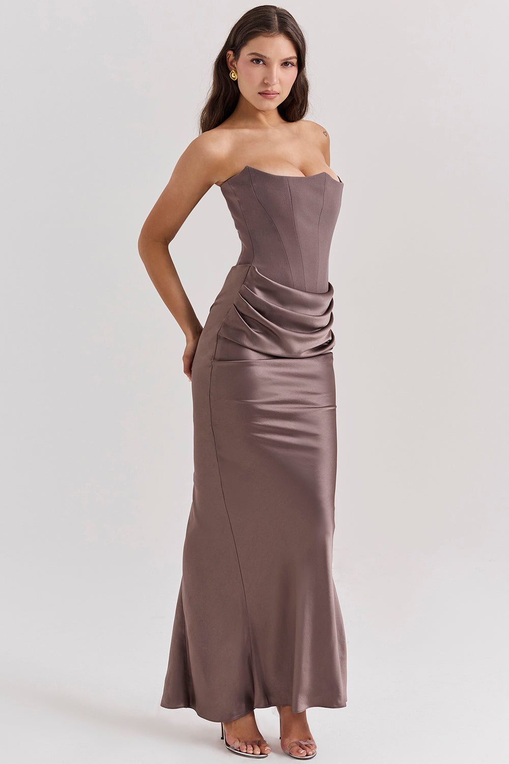 Strapless corset maxi dress