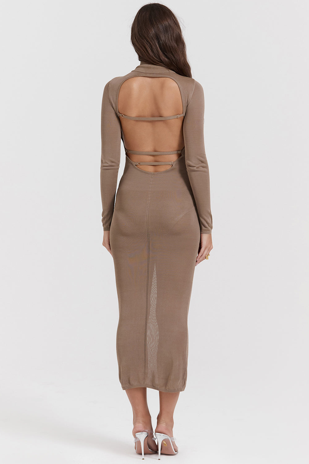 Light brown knitted midi dress