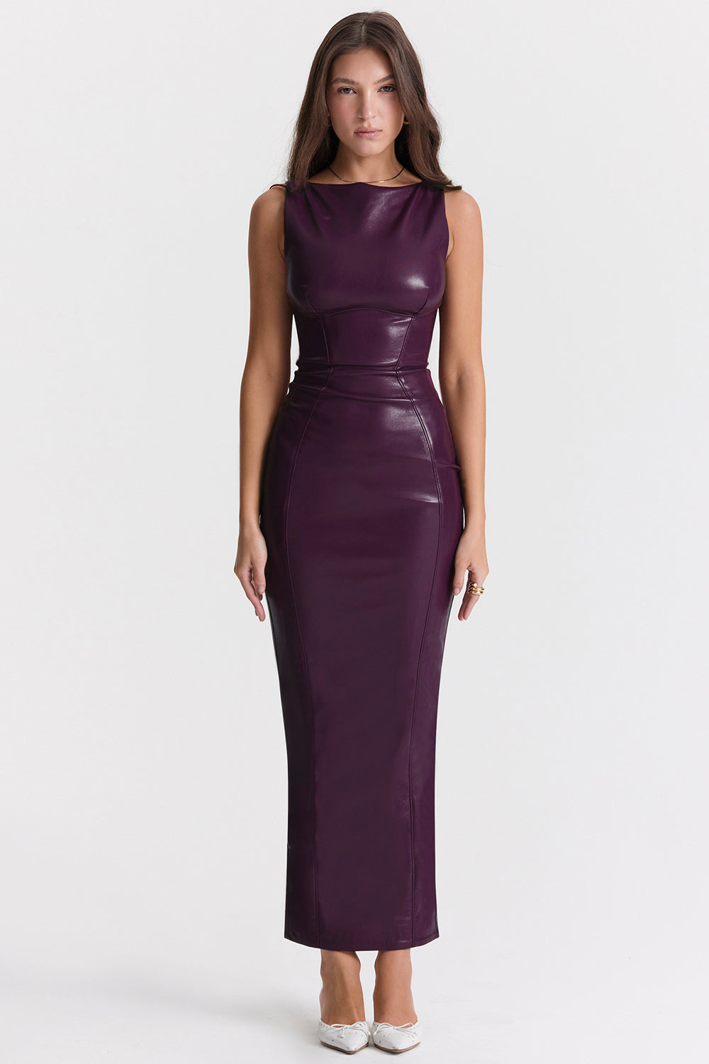 Luxury leather maxi dress