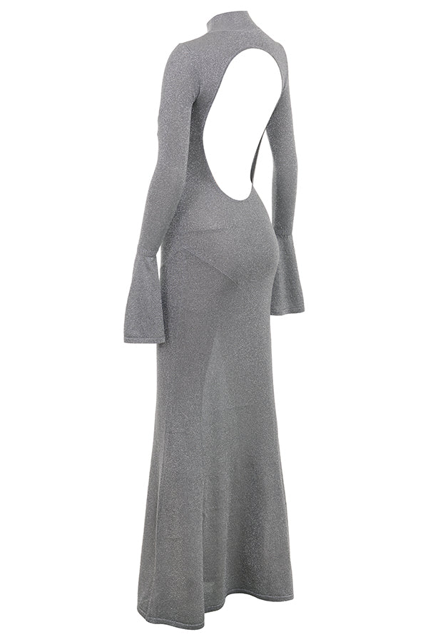 Steel metallic maxi dress