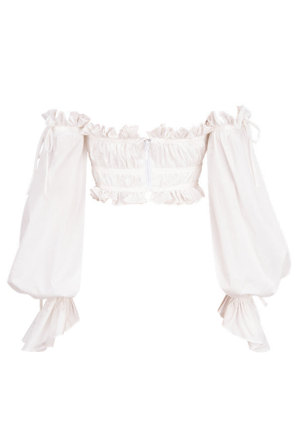 White off shoulder top with ruffles