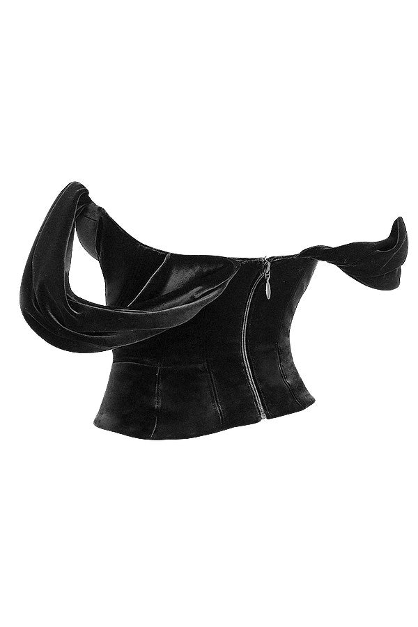 Black velvet draped corset