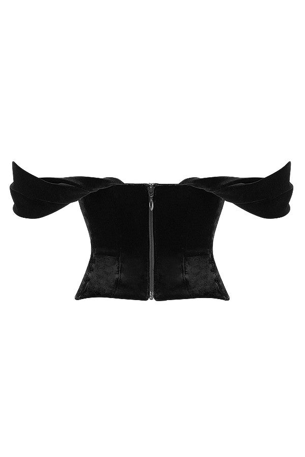 Black velvet draped corset