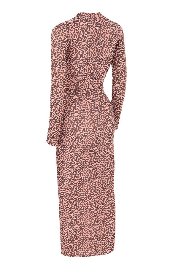 Fitted midi dress with animal print