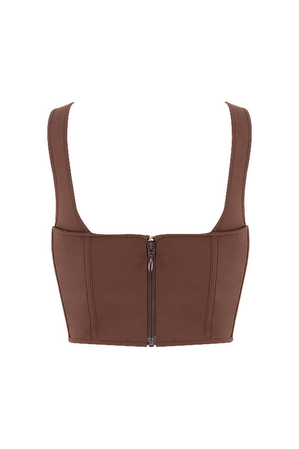 Chocolate gathered corset top