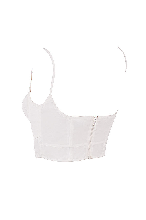 White cropped poplin corset