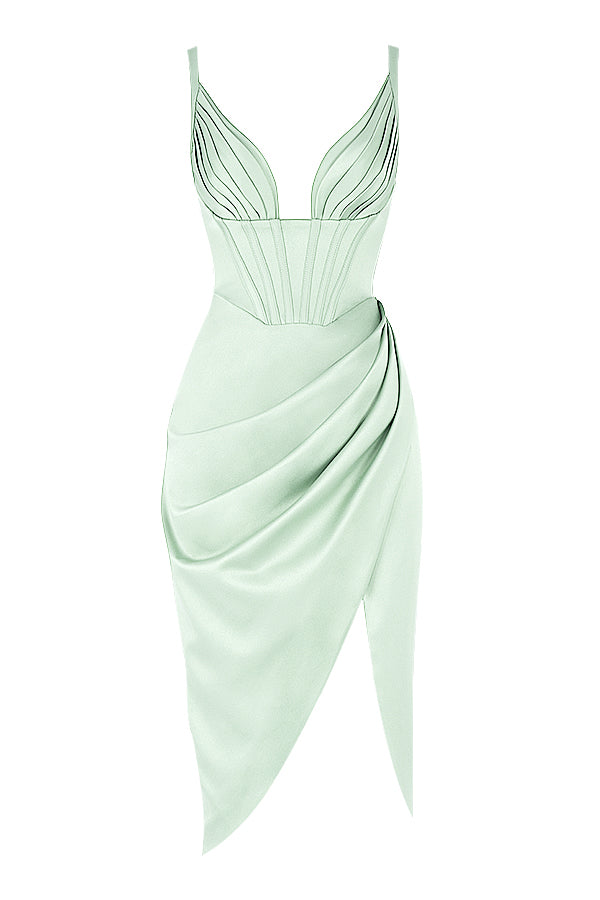 Satin pleated midi dress