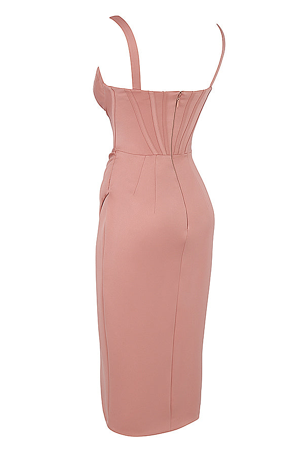 Satin pleated midi dress