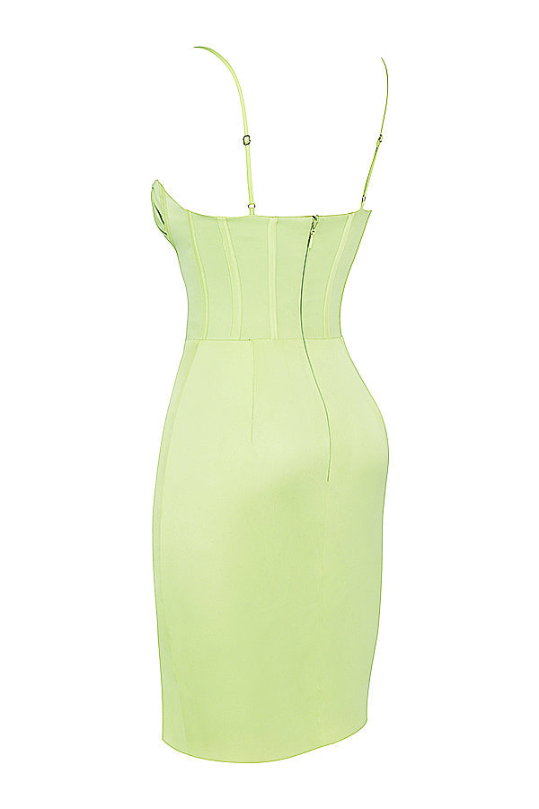 Pistachio satin midi dress