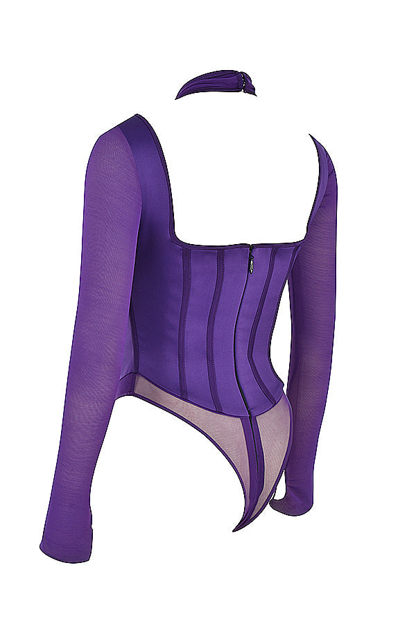 Grape halterneck corset bodysuit