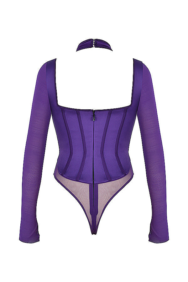 Grape halterneck corset bodysuit