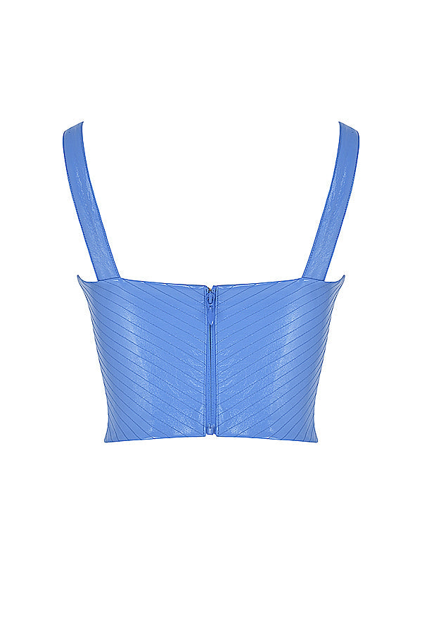 Cornflower blue vegan leather corset