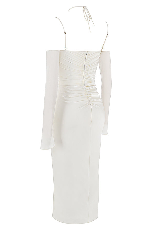 Ivory satin midi dress