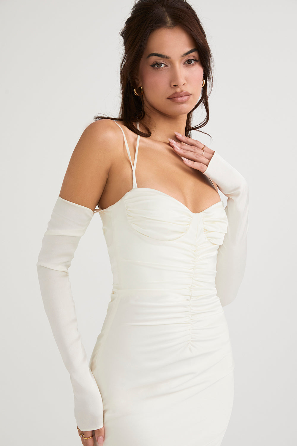 Ivory satin midi dress