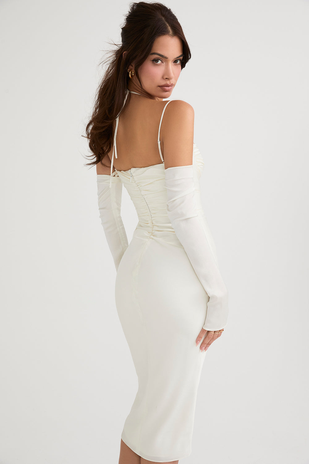 Ivory satin midi dress