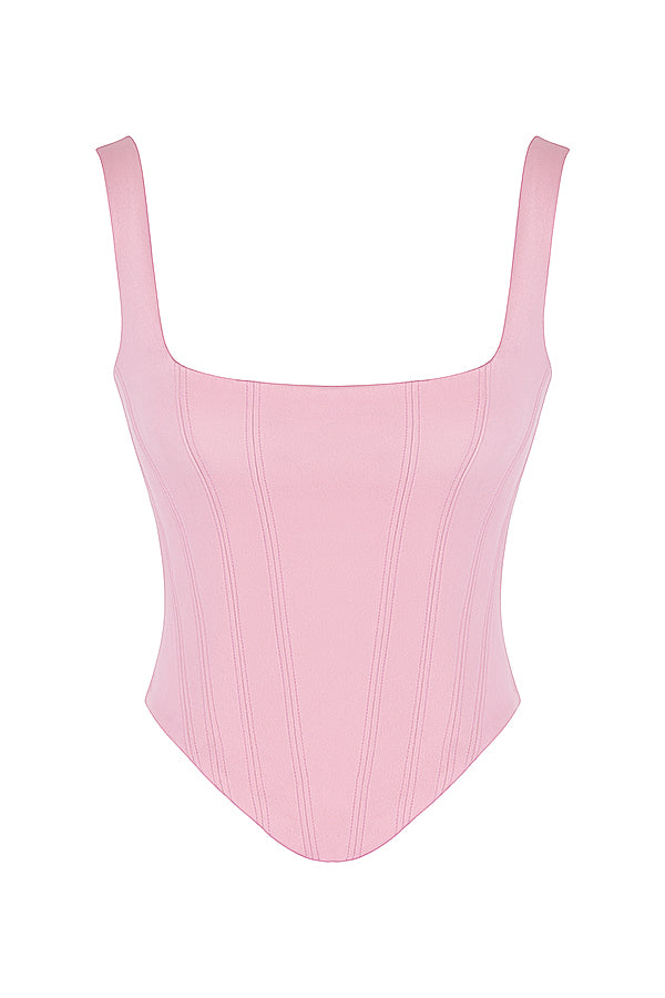 Fairy pink satin longline corset