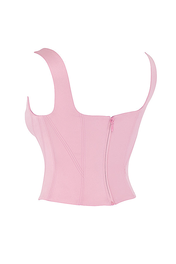 Fairy pink satin longline corset