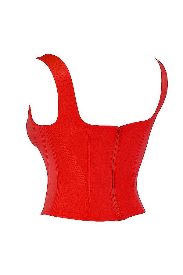 Scarlet satin longline corset