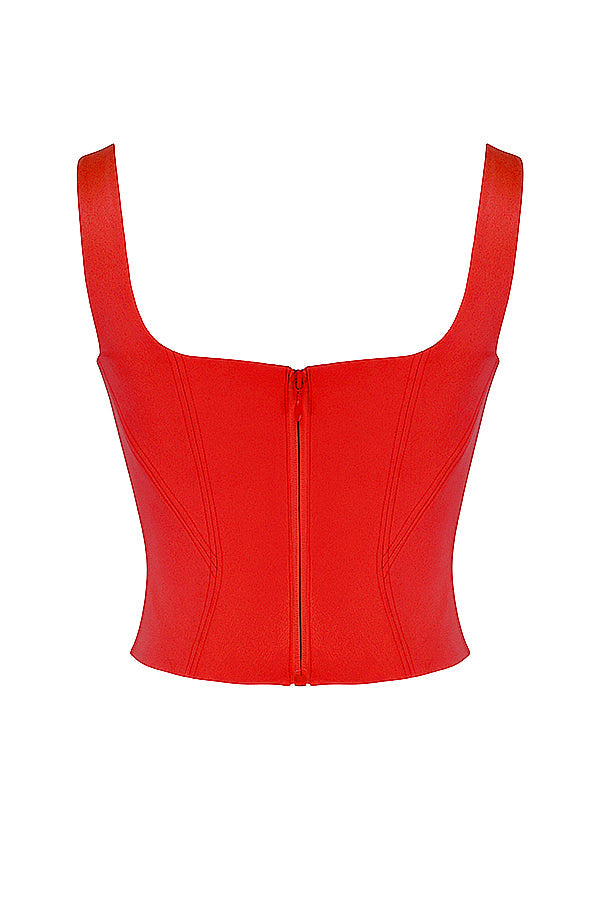 Scarlet satin longline corset