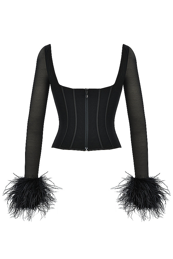 Black corset with mesh finish