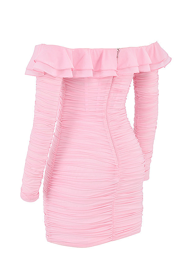 Real silk fairy pink mini dress