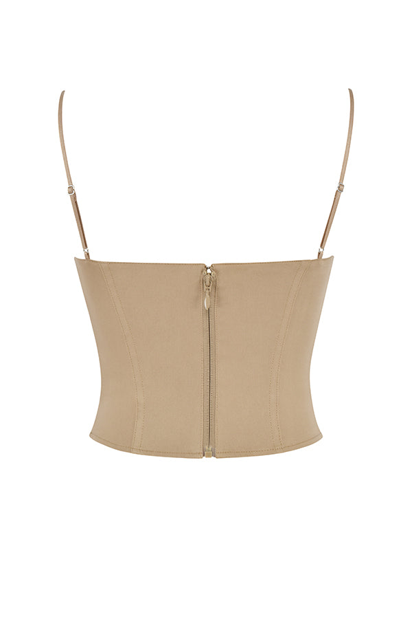 Beige sculptured corset with mini skirt