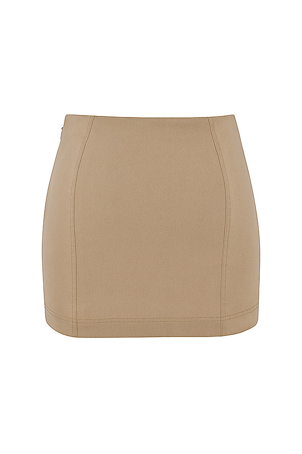 Beige sculptured corset with mini skirt