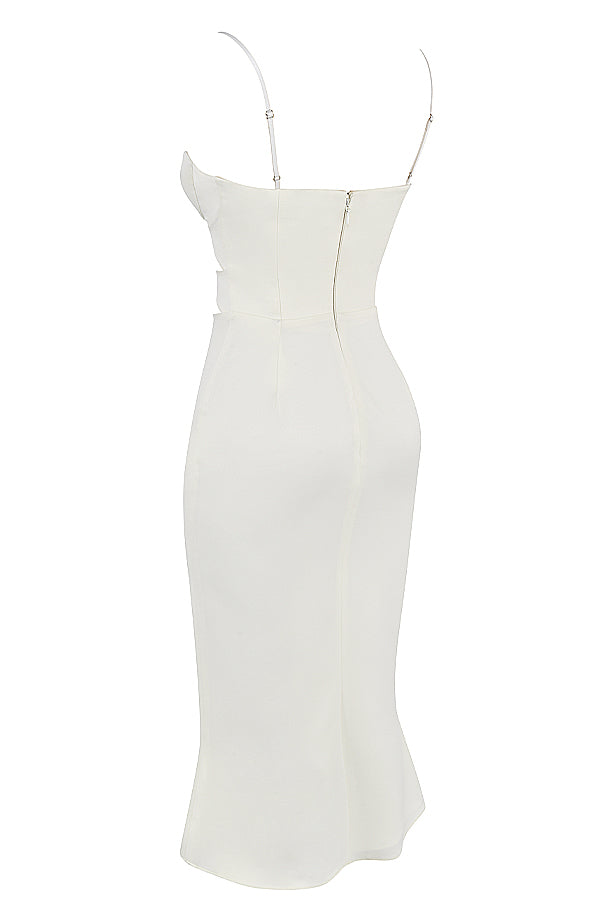 Ivory satin corset dress with cut out