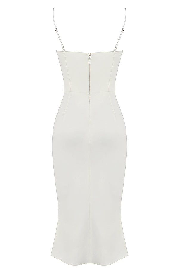 Ivory satin corset dress with cut out