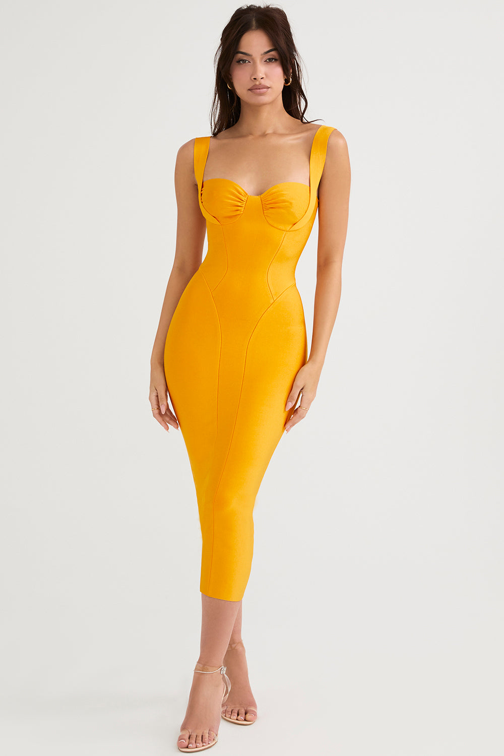 Midi dress with tangerine bandage