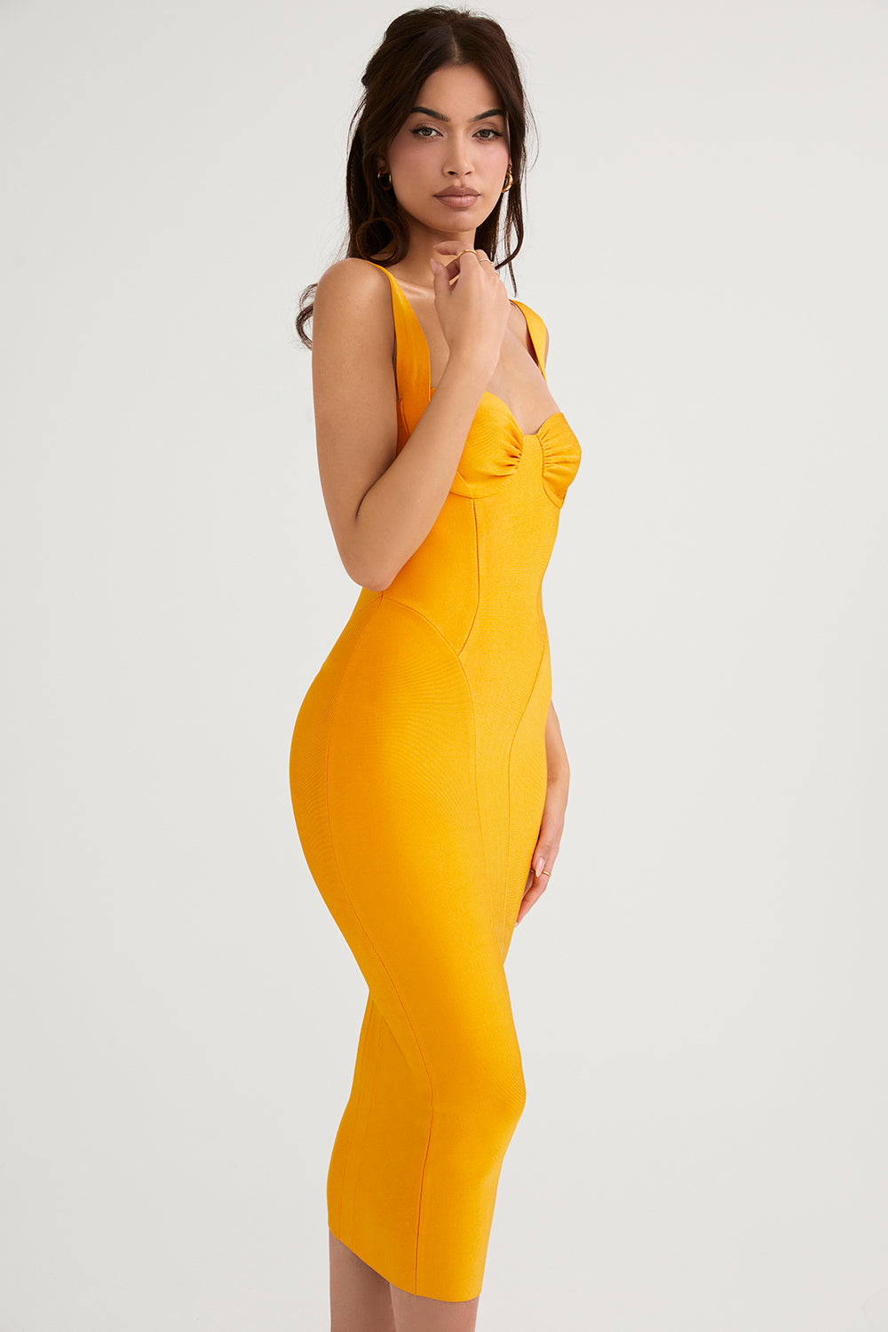 Midi dress with tangerine bandage