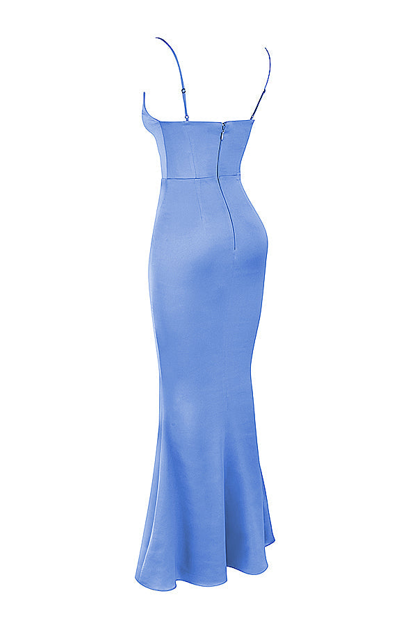 Periwinkle maxi dress with satin corset