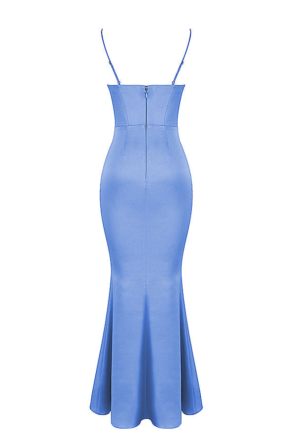 Periwinkle maxi dress with satin corset