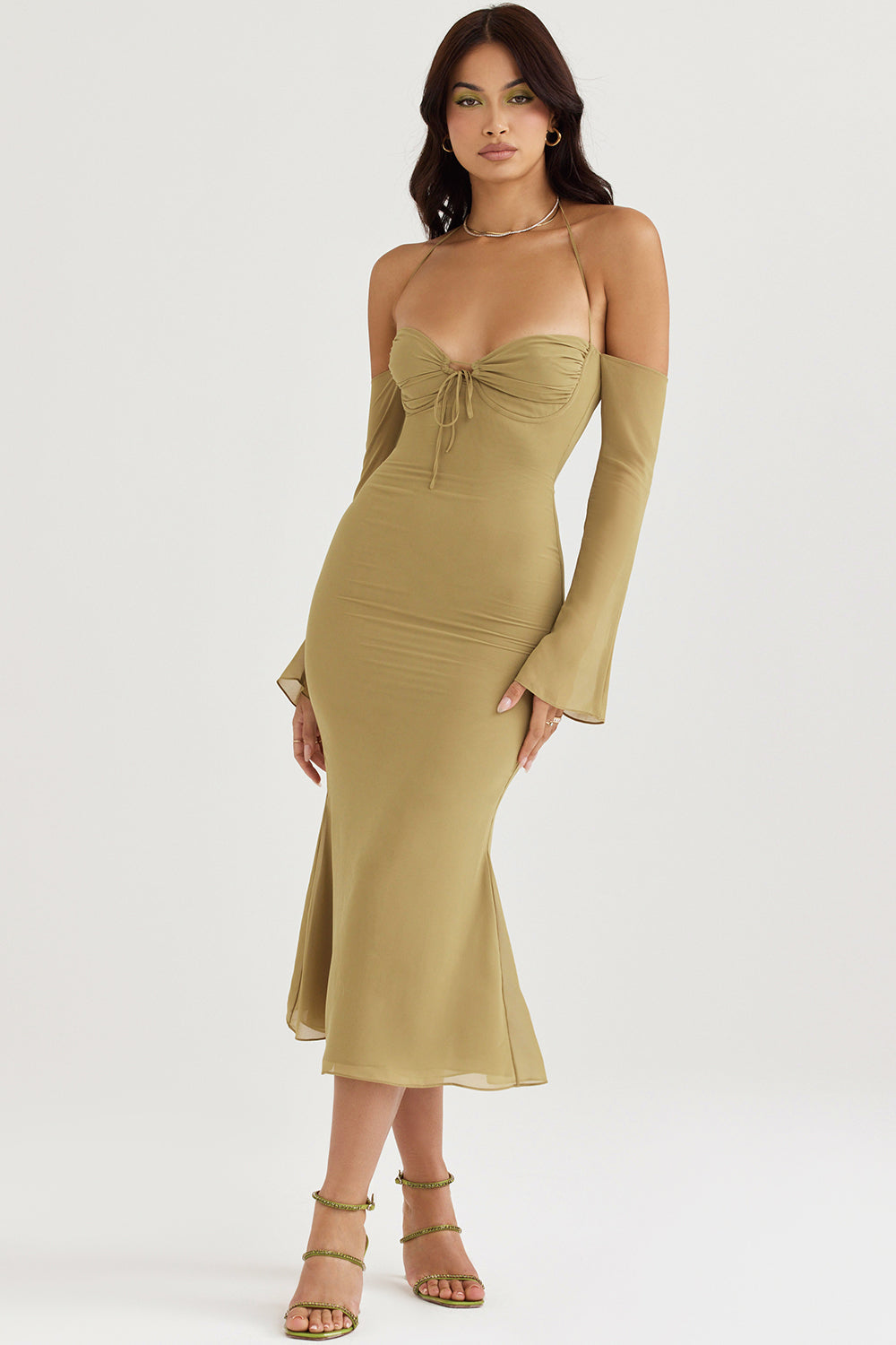 Espresso halter midi dress