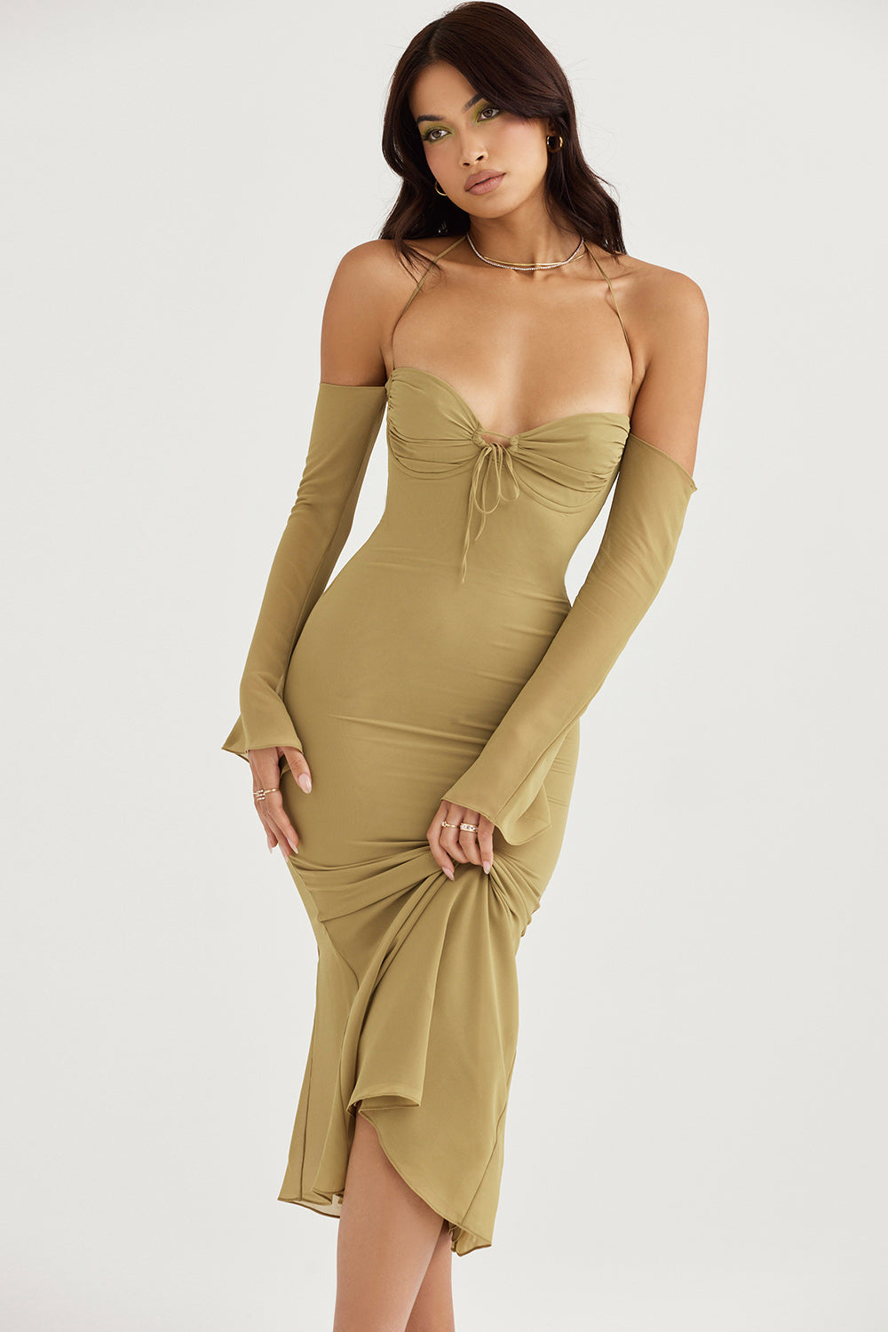 Espresso halter midi dress