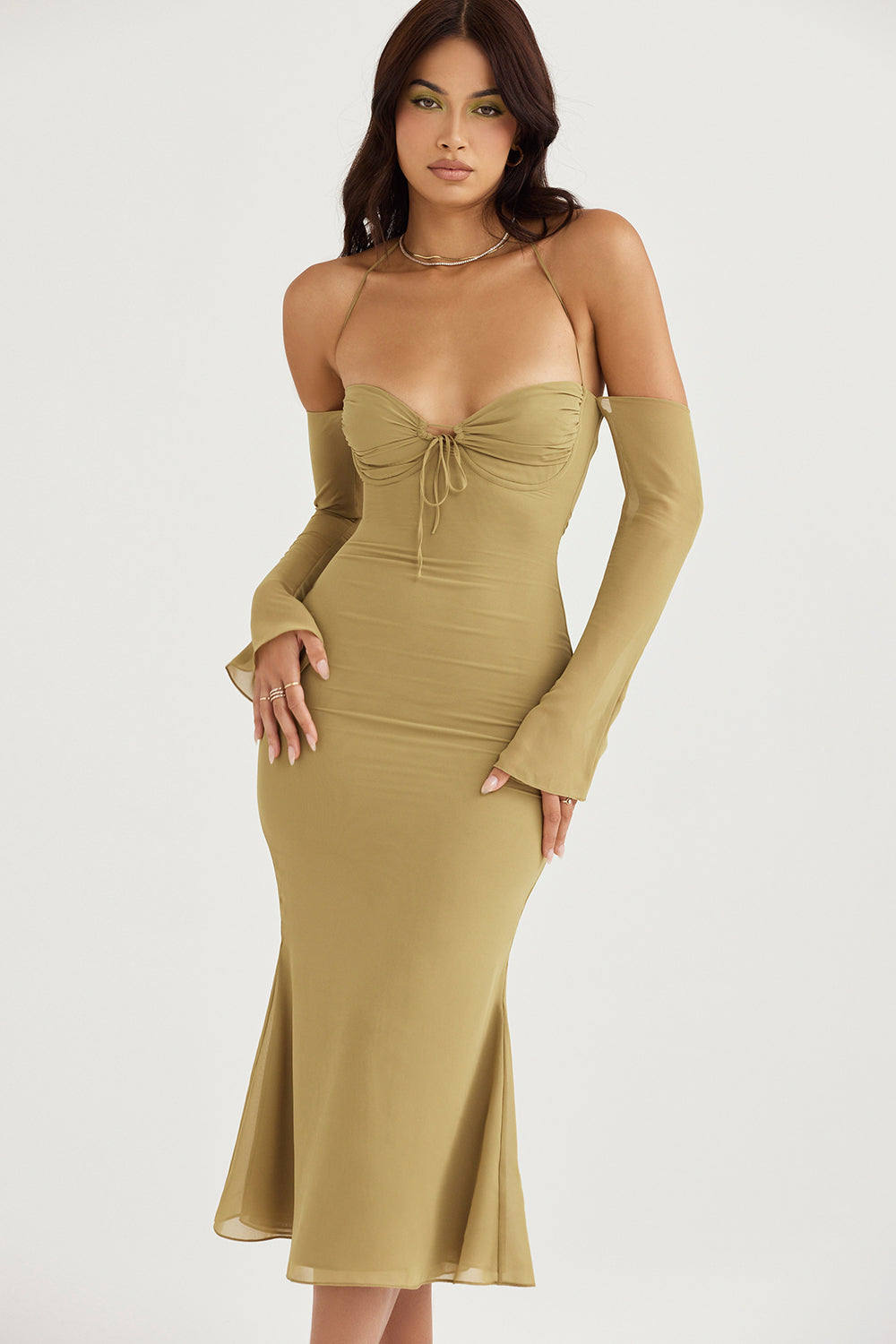 Espresso halter midi dress