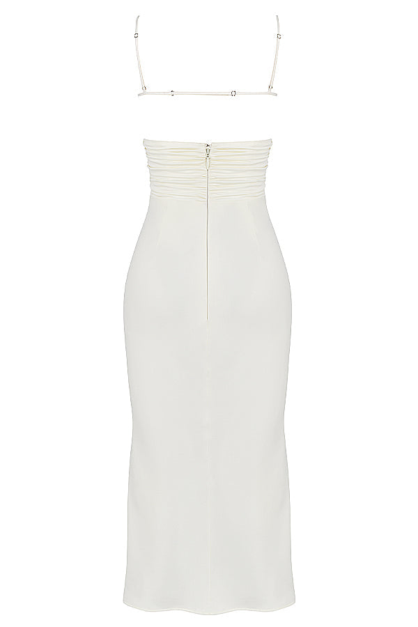 Ivory satin midi corset dress