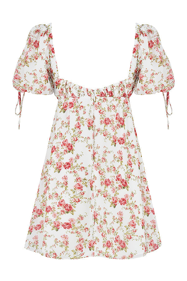 Mini dress with rose print