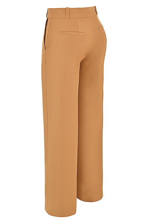 Lace underwire corset with Caramel relaxed trousers