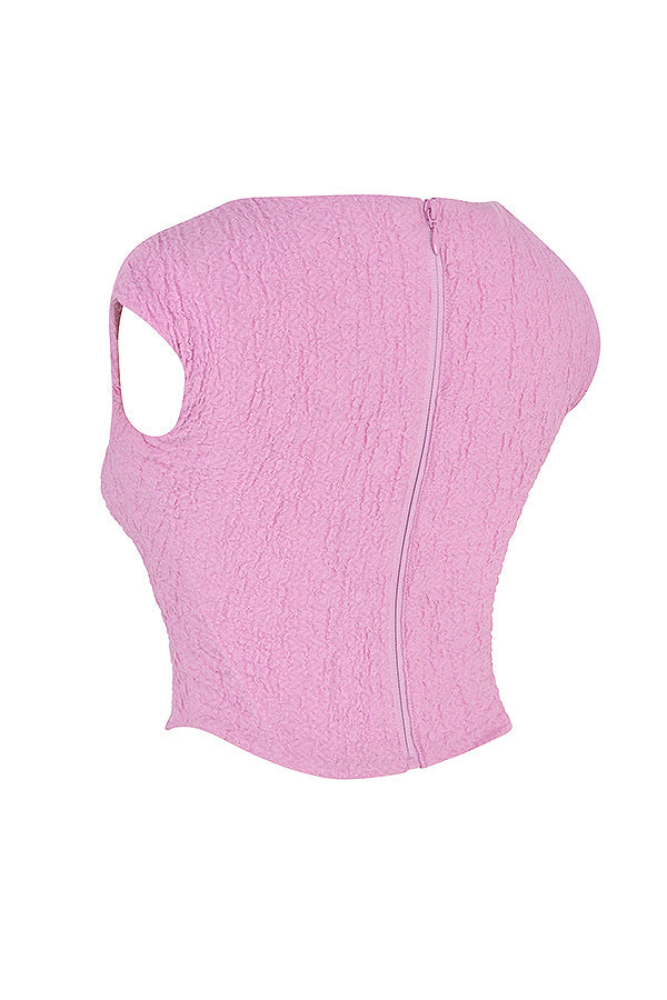 Pink cut out corset with mini skirt