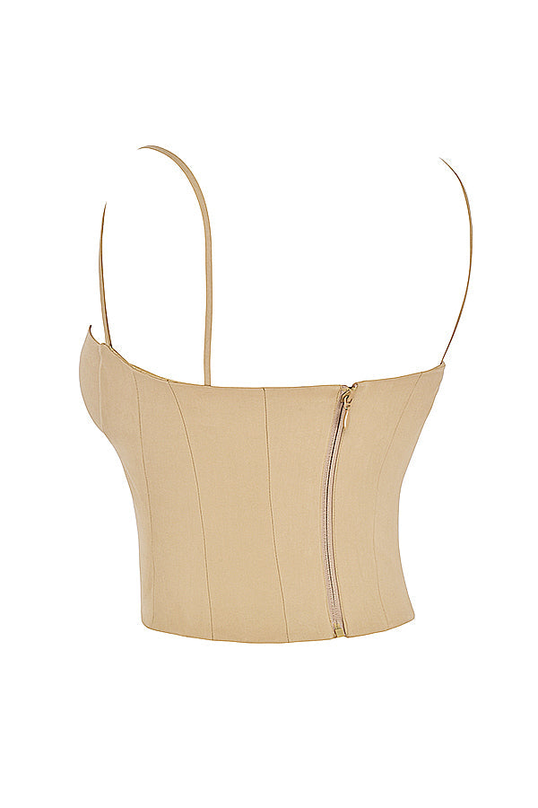 Camel structured corset with cargo pants