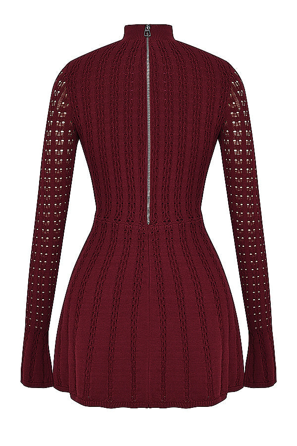 Wine knit corset dress