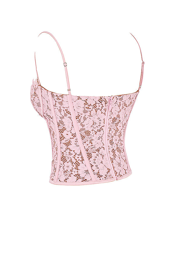 Pink lace underwire corset