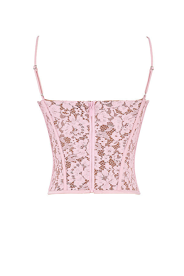 Pink lace underwire corset